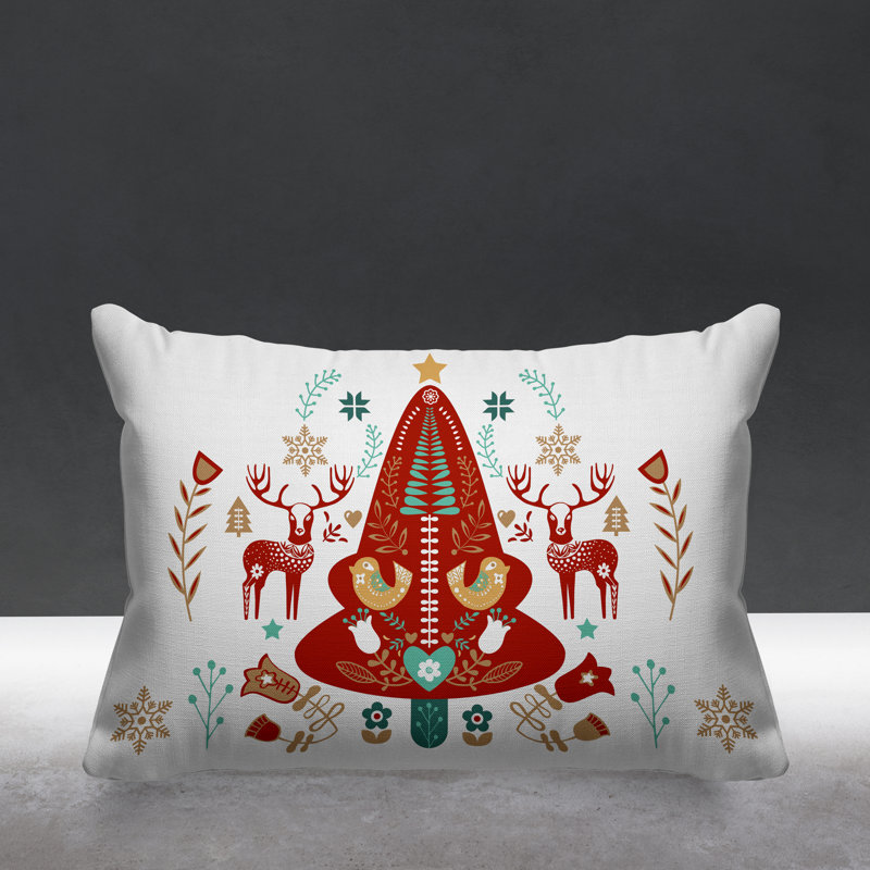Coussin intérieur / extérieur Scandinavian Christmas Tree, Rouge