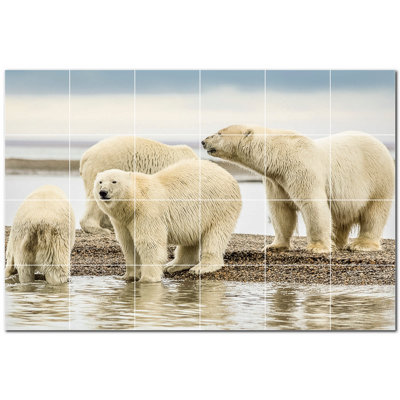 Murale en céramique satinée Bear Photo 4,25 po x 4,25 po