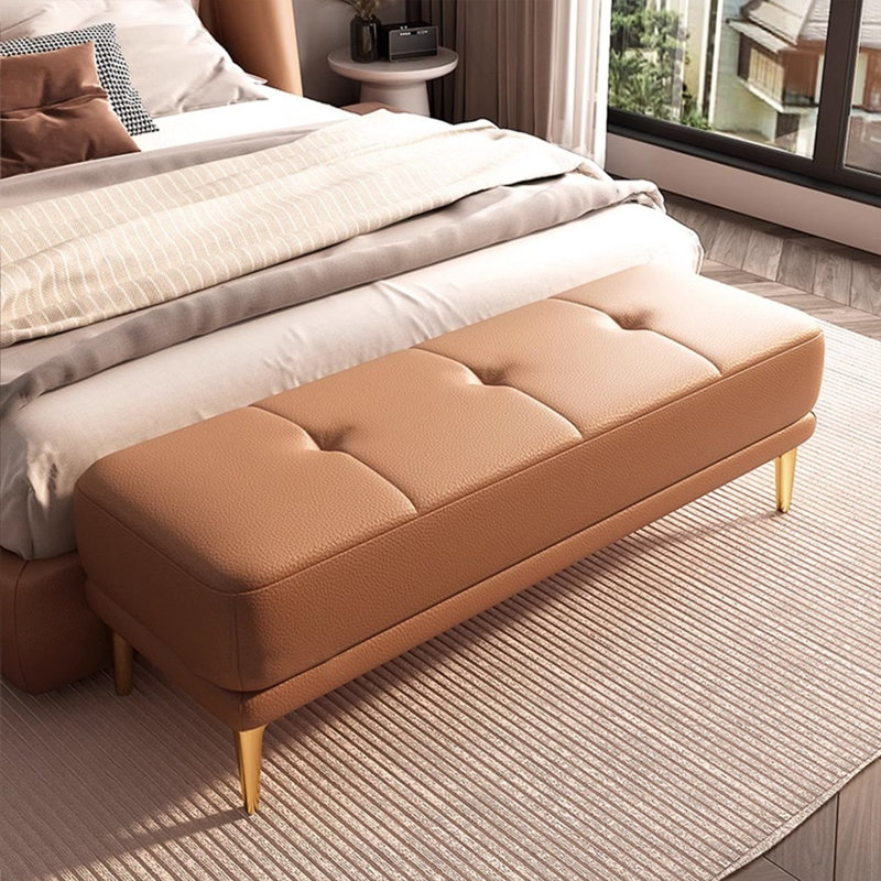 Banc rembourré orange, H 16,93 po x l 47,24 po x P 15,75 po