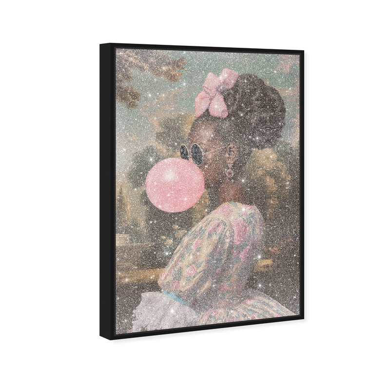 Oliver Gal Roses and Rebellion - With Diamond Dust and Glitter Floral & Botanical - Framed Canvas Art, 46" H x 31" W