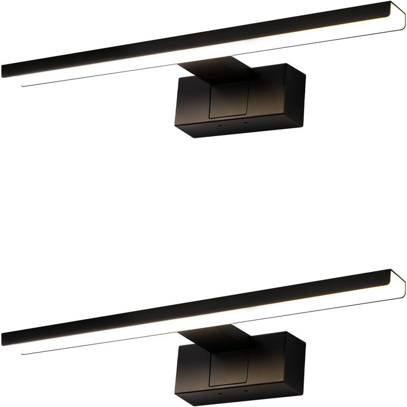 2 -light LED bathroom wall light - modern black 8W wall light IP44 waterproof 4000K neutral white for basement kitchen bathroom cabinet