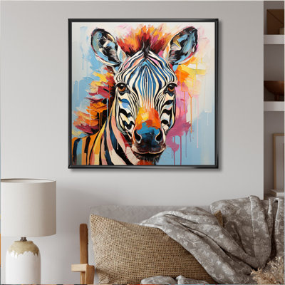 «Zebra coloré», impression sur toile encadrée