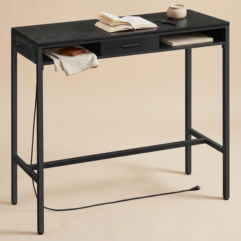 Bar Table - Bar Height Pub Table With Storage Shelves, Industrial Kitchen Dining Table For Small Spaces, Apartment, Living Room, Rustic Brown And Black