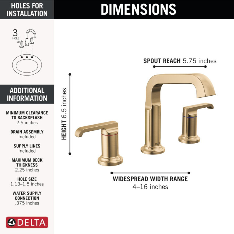 Tetra 3-Hole Widespread Bathroom Faucet, 2-Handle Bathroom Sink Faucet with Drain Assembly, Lumicoat Bronze