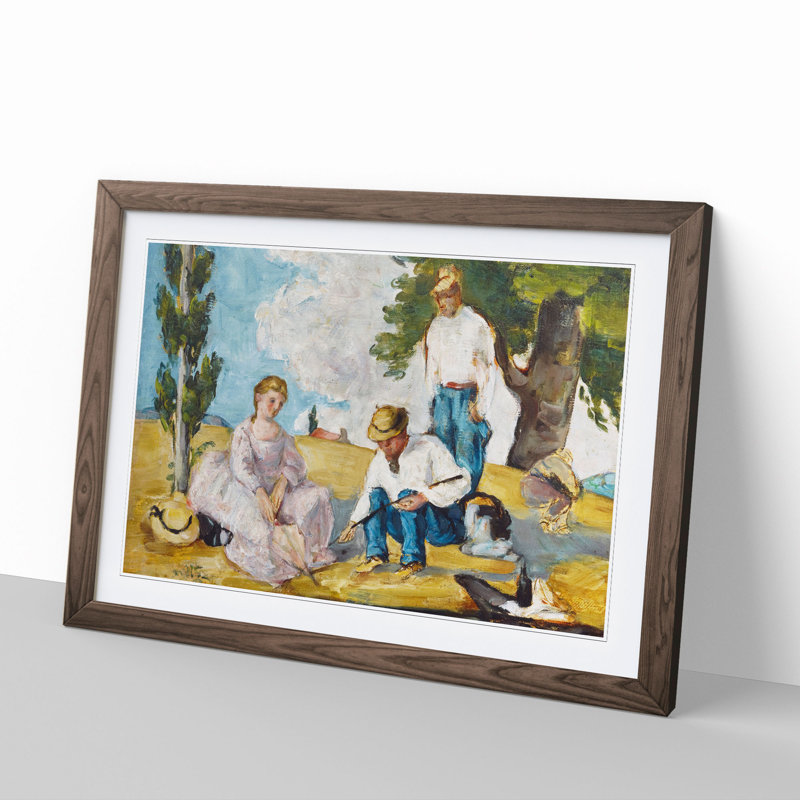Picnic on a Riverbank by Paul Cezanne - Framed Print, Walnut Framed, 36cm H x 48cm W x 2cm D