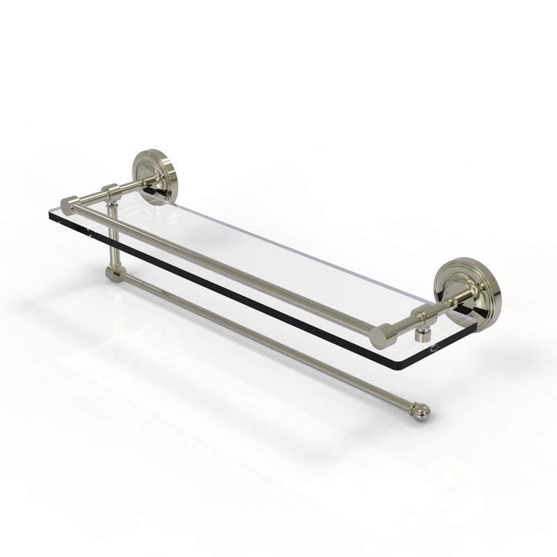 Alcott Bracket Shelf with Towel Bar, Polished Nickel