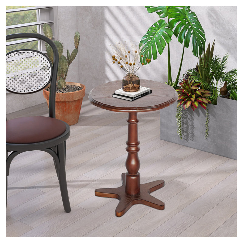 Table de bout à piédestal rond en noyer brun, petite table d'appoint de 15,75 po pour le salon