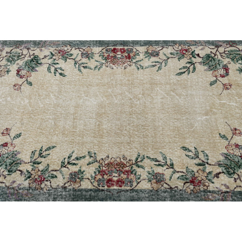 Tapis turc vintage fait à la main avec motif floral pour une décoration de bureau ou de salon unique