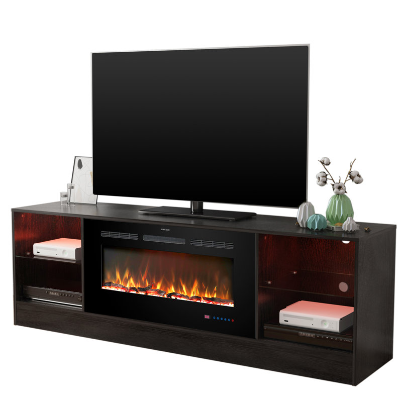 72" TV Stand With 36" Electric Fireplace Included, Black