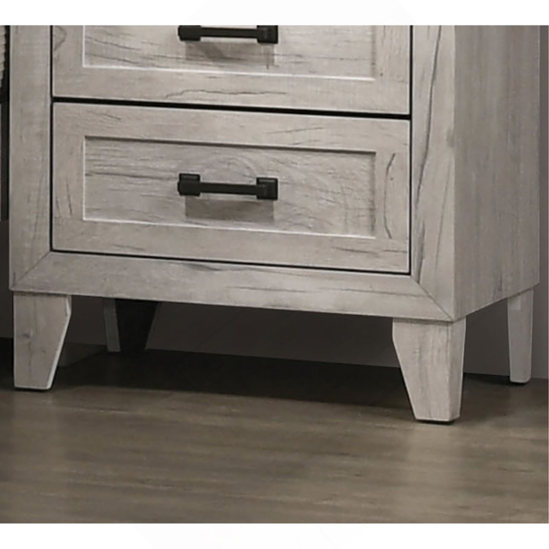 Table de chevet avec finition blanche délavée et élégante table de chevet 1pc