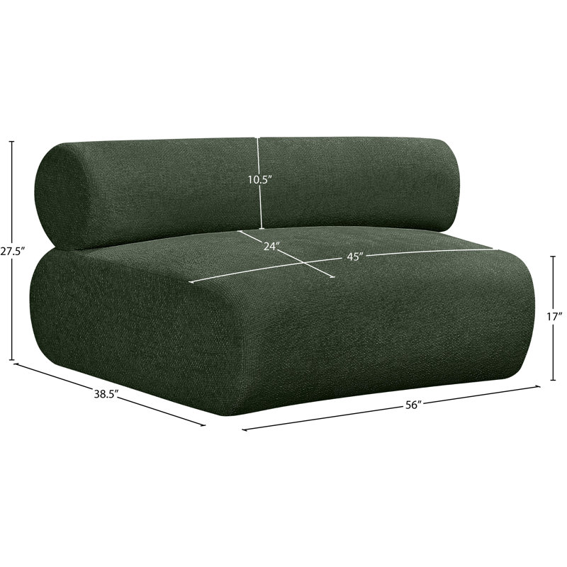 Balle 56 de large, Tissu chenille vert, Vert