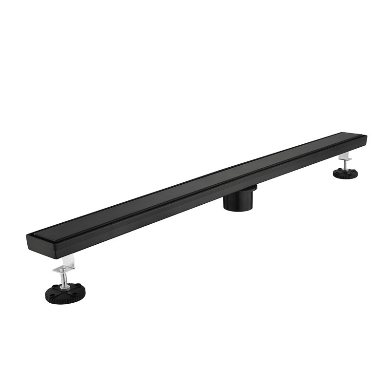 32 Inches Linear Shower Drain, Included Hair Strainer And Leveling Feet, Matte Black