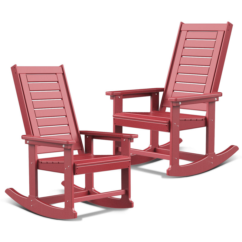 Chaise berçante d'extérieur en PEHD, Rouge