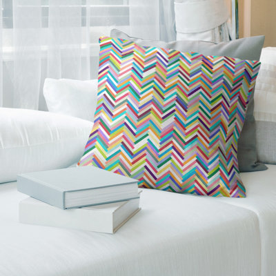 Katelyn Elizabeth Chevron Leather/Suede Reversible Throw Pillow