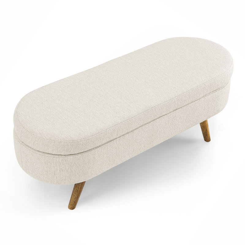 Maly Upholstered 2-Seater Storage Bench,entryway bench,bedroom bench, Beige