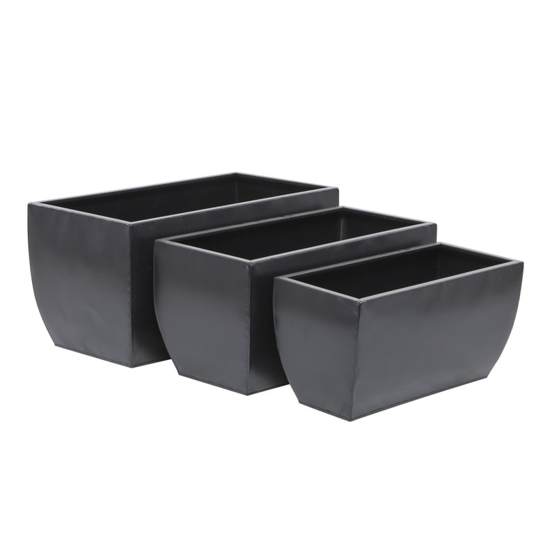 Ensemble de 3 pots à fleurs en fer, Noir