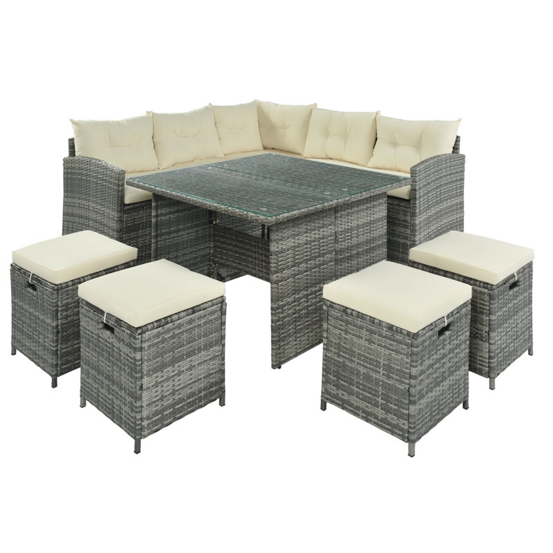 Pulaski All Weather Wicker 8 - Person Seating Group with Cushions, Beige