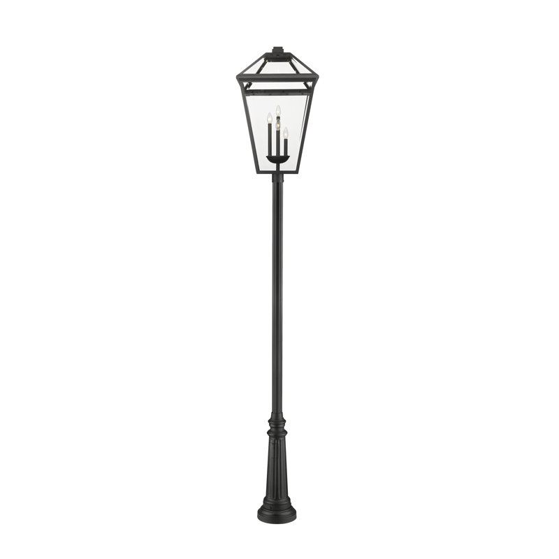 Luminaire d'extérieur sur pied 4 lumières Bien-Aime, H 128,75 po x l 19,5 po x P 19,5 po, Noir, Biseauté