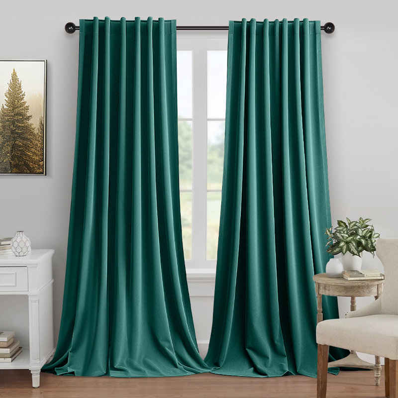 New Premium Velvet Blackout Curtains Thermal Insulated Window Drapes Super Soft Darkening Curtains, 52" W x 84" L, Dark Green