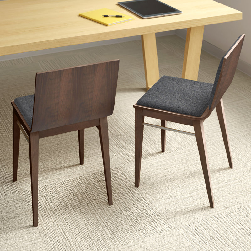 Chaise de salle d'attente Sawyer, Laine gris foncé, Noyer américain
