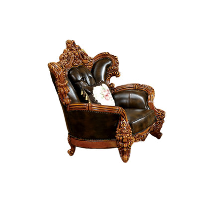 American Solid Wood Luxury Sofa Chair Leather Armchair