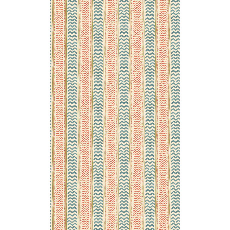 Wriggle Striped Non-Woven Wallpaper Roll, Teal/Spice