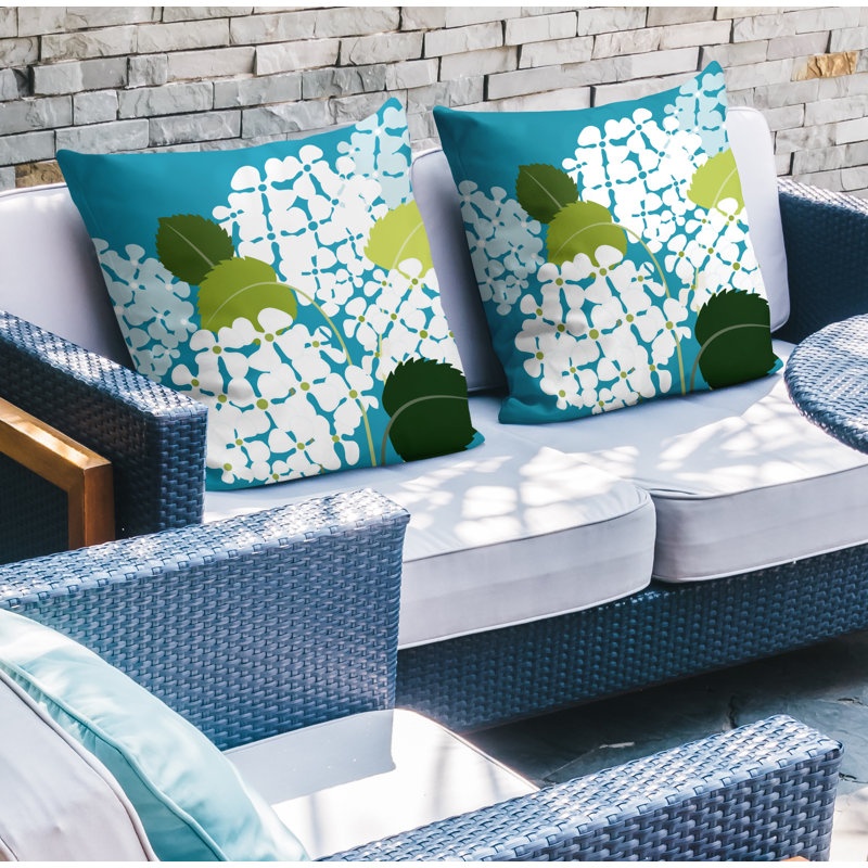 Housse et insert de coussin décoratif intérieur / extérieur en polyester / mélange de polyester, L 15 po x H 15 po, Turquoise