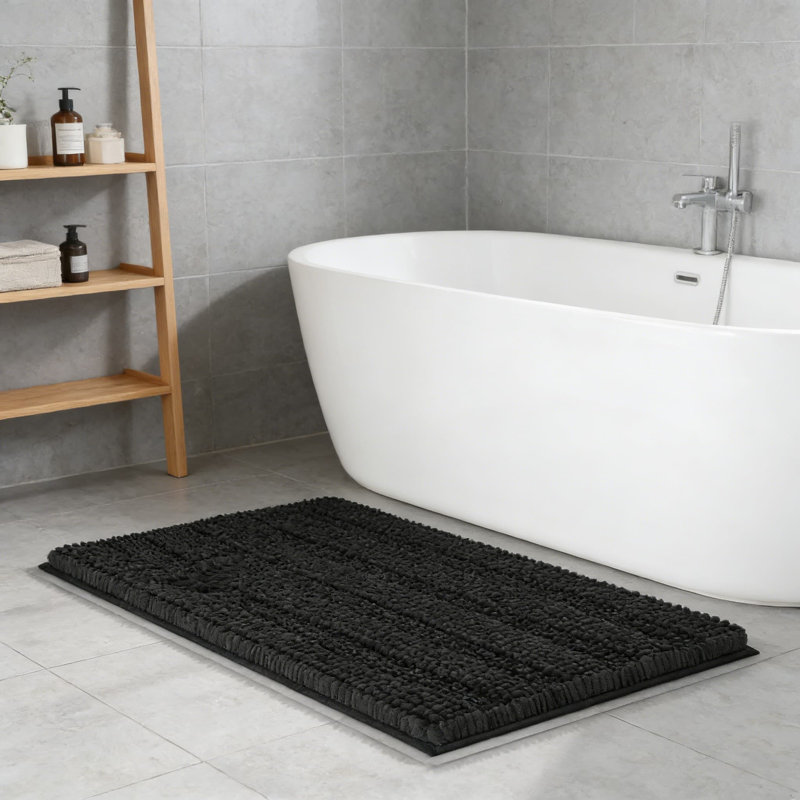 Chenille Bathroom Rugs With Rubber Backing, Soft And Absorbent Bath Mats For Shower, Tub, And Bathroom Floor, Machine Washable
