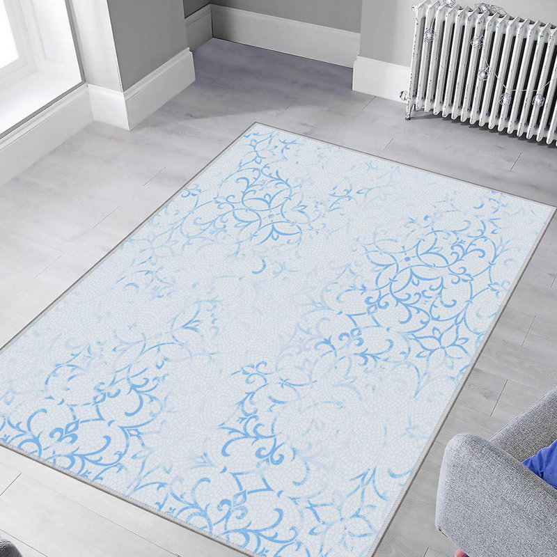 Tapis tissé de qualité supérieure, 100% polyester, 5,2 x 7,5 pieds, hauteur des poils de 0,3 pouce | Pois antibactérien et antidérapant en feutre de PVC | Lavable à la machine, impression numérique 3D, idéale pour le décor du salon et de la chambre à coucher