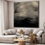 Très grand art mural imprimé sur toile - illustrations abstraites minimalistes noires pour le salon ou la chambre à coucher - «Assemblage requis du cadre (cadre non fini)»-106812970