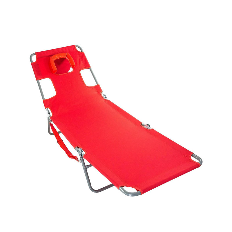 Beach Chair for Adults with Face Hole- Versatile, Folding Lounger for Outside Pool, Sunbathing and Reading on Stomach - Deluxe, Foldable Laying Out Chair for Tanning