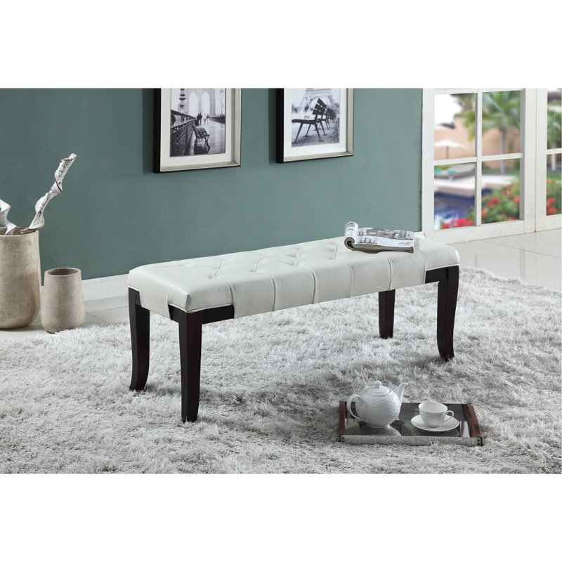 Banc capitonné, similicuir, blanc