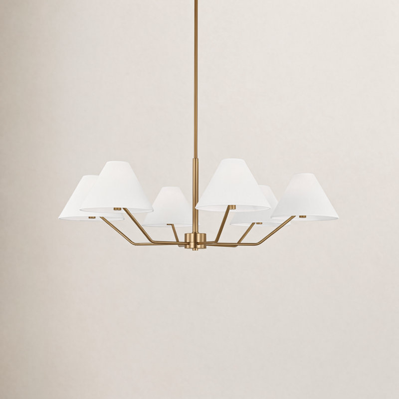 Reggie 6-Light Large Chandelier, Satin Brass