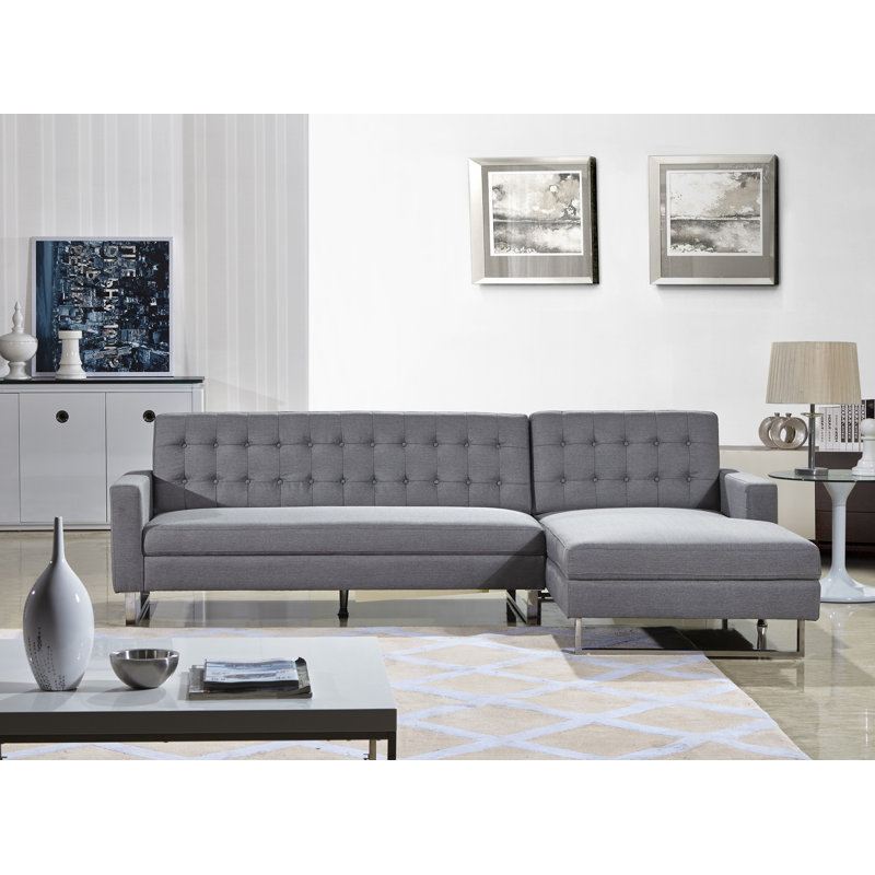 Jakin Upholstered L-Shaped Sectional, Gray, Right Hand Facing