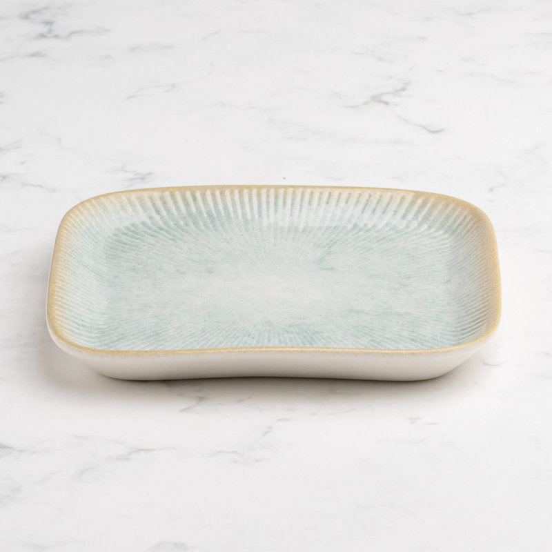 Paros-Aqua Premium Porcelain Miniature Square Plate, Aqua, 4.5x4.5 | Microwave & Dishwasher Safe