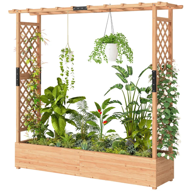 Boîte à fleurs en treillis, boîte à fleurs en bois