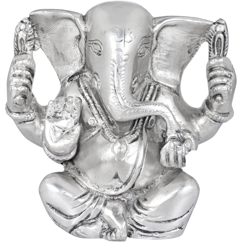 Ganesha mangeant Modaka, Argent