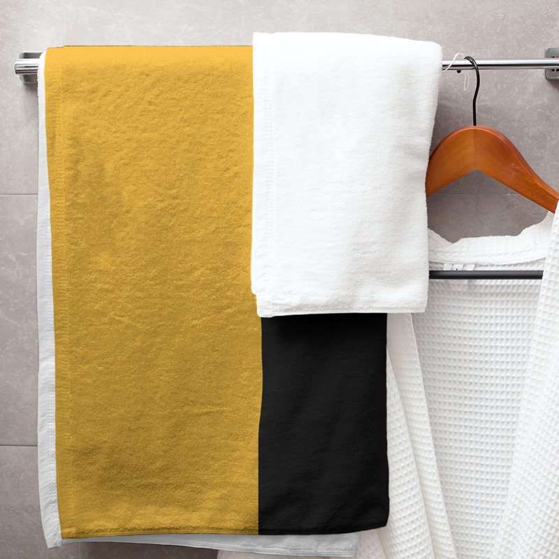 Cotton Blend Lightweight Bath Towel, Gold/Black/Purple