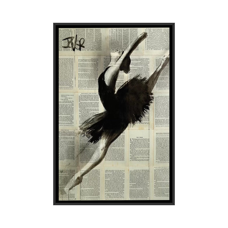"In Flight" par Loui Jover-impression d’art graphique, H 26 po x l 18 po x 1,5 po, Toile avec cadre noir, Pas de tapis