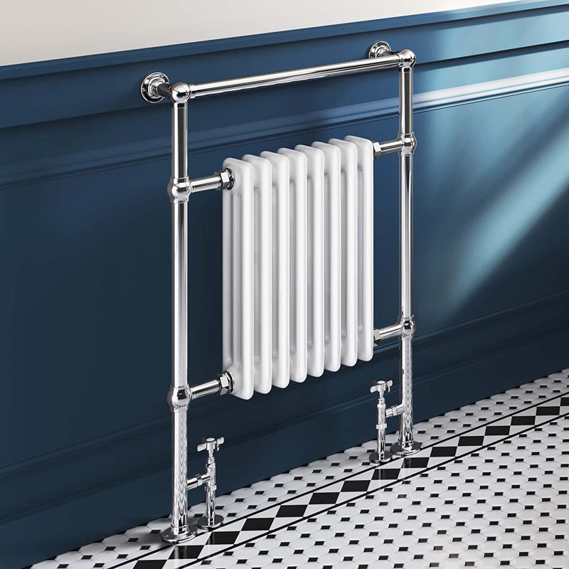 iBathUK Traditional Vintage Heated Towel Rail Premium Bathroom Radiator-White, 952cm H x 585cm W x 137cm D, 8