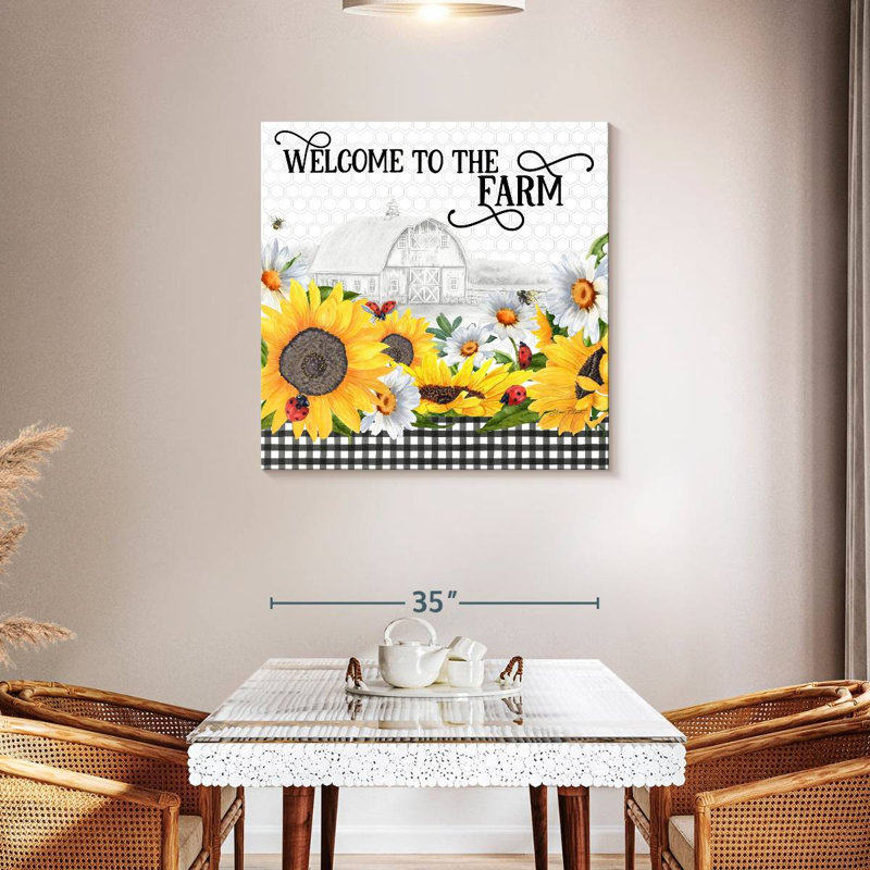 Tergel Sunflowers And Lady Bugs, 36" H x 36" W