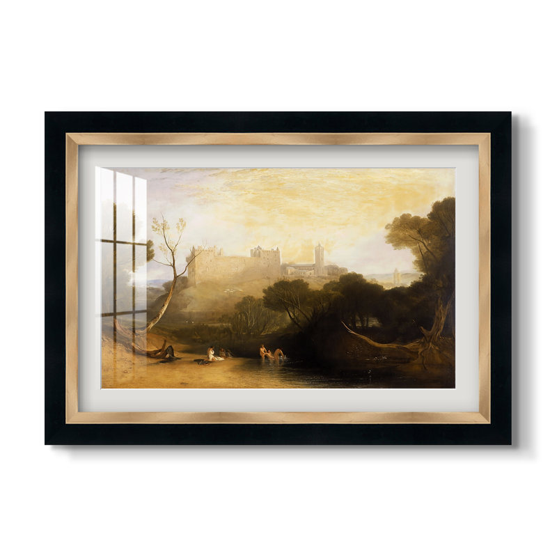 " Linlithgow Palace " by J.M.W. Turner, 20x28 INNER SIZE, Framed Print with Mat, Tuxedo Gold Edge