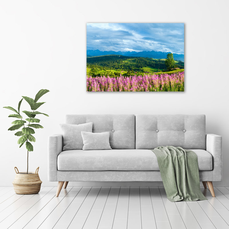 Lavender in the mountains 1 Piece Wall Art on Glass