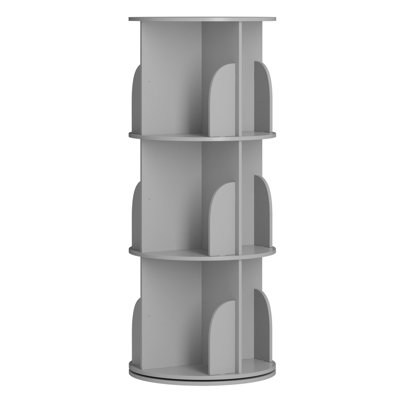 Rotating Bookshelf Tower, 360° Spinning Bookcase Lazy Susan, Revolving Round Book Shelf Carousel, Vertical Spiral Corner Organizer
