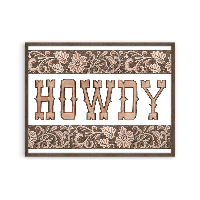 «Howdy» par Cindy Jacobs, reproduction d'art, 40 W x 30 H, Brown, Framed Print