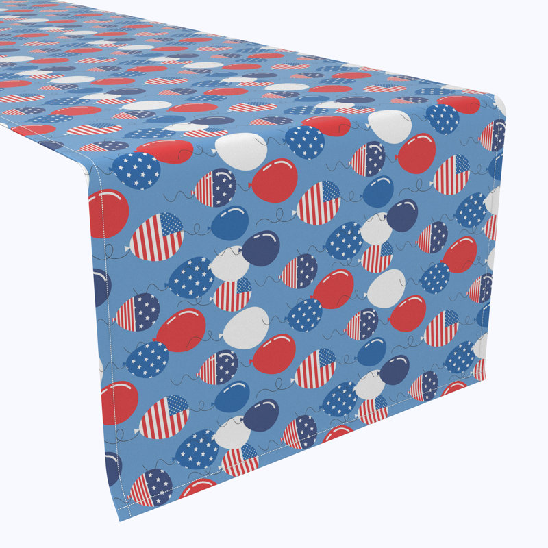 Cleora Geometric Independence Day Table Runner, 72" x 12"