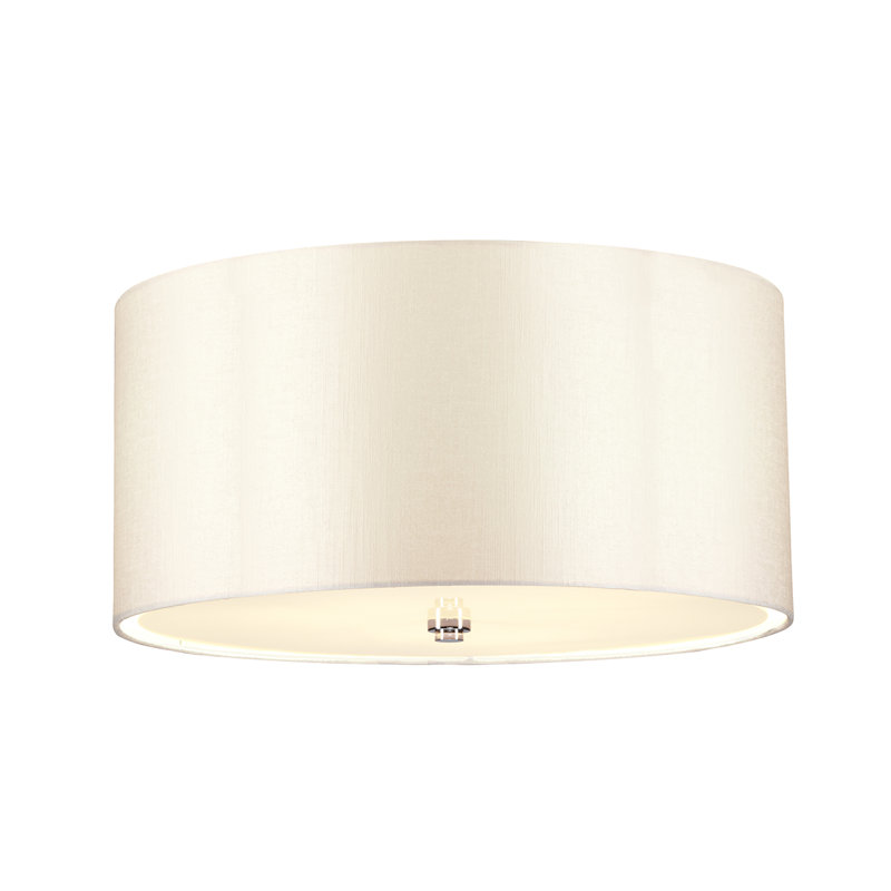 Ausie Fabric Semi Flush Mount, Polished Chrome, 49cm H x 51cm W x 51cm D