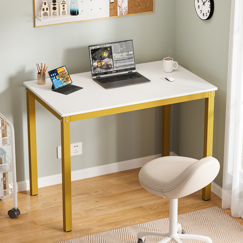 Table de salle à manger Driggers 23,62 po, H 29,52 po x L 39,37 po x l 23,62 po, Doré, Blanc