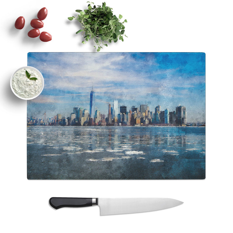 New York Skyline Vol.7 Painting Chopping Board, 0.4cm H x 20cm W x 28.5cm L