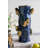 8" X 8" X 15.5" Blue Ceramic Vase With A Golden Bird Decoration - Tree Branch Shape, Suitable For Living Rooms, Dining Tables, And Shelves